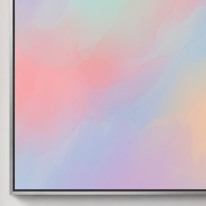 Pastel Abstract Canvas Wall Art, Dreamy Lavender Pink Blue Cloud, Soft Gradient Multicolor