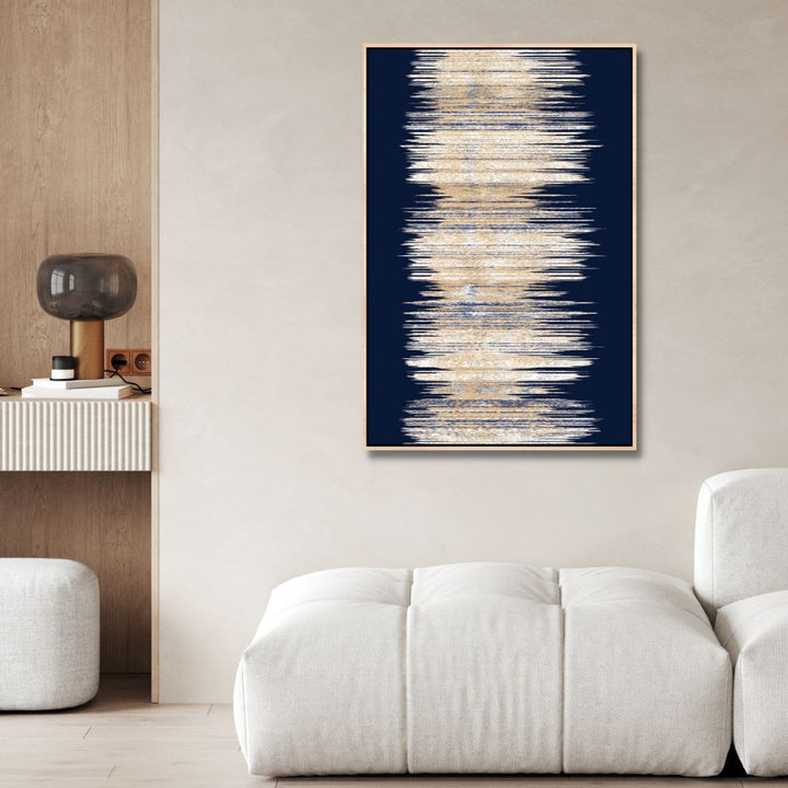 Artistic Gold, Biege & Silver Lines Abstract Art - Designity Art