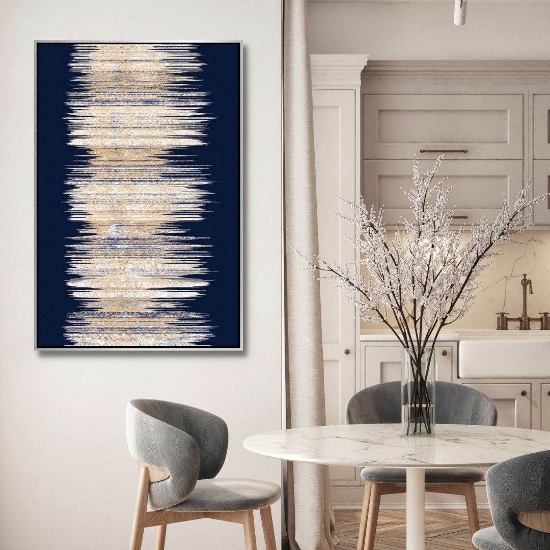 Artistic Gold, Biege & Silver Lines Abstract Art - Designity Art