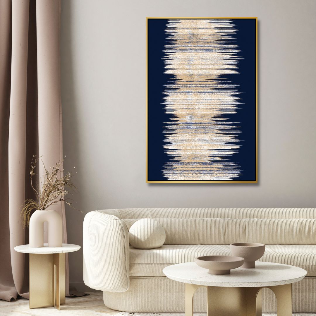 Artistic Gold, Biege & Silver Lines Abstract Art - Designity Art