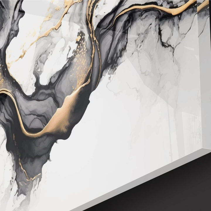 Black and Gold Fluid Acrylic Glass Art - Designity Art