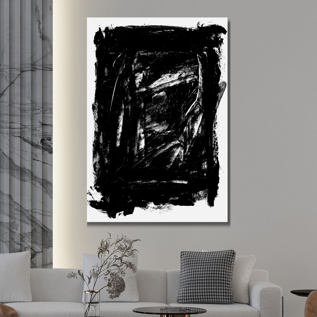 Black & White Brushstroke Abstract Art - Designity Art