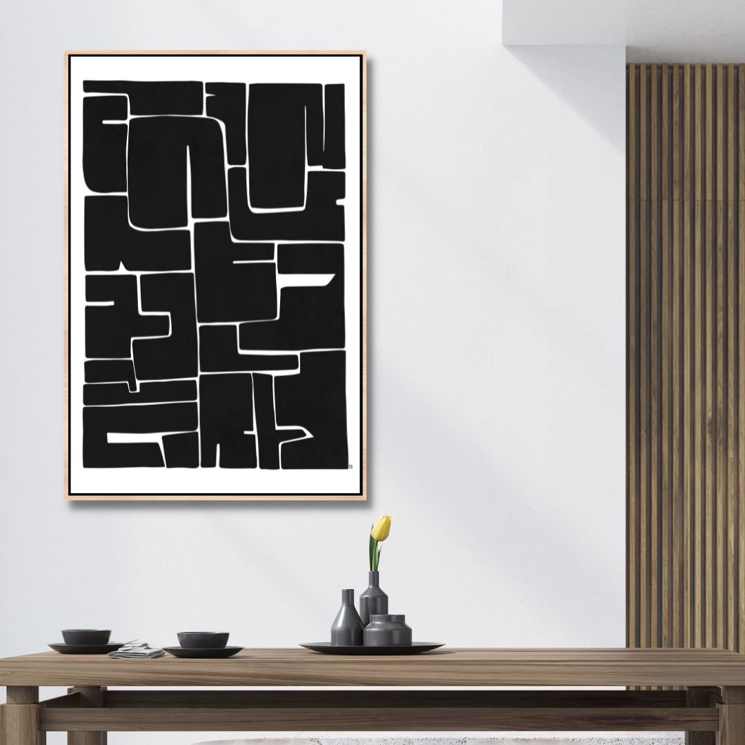 Black & White Mosaic Abstract Art - Designity Art