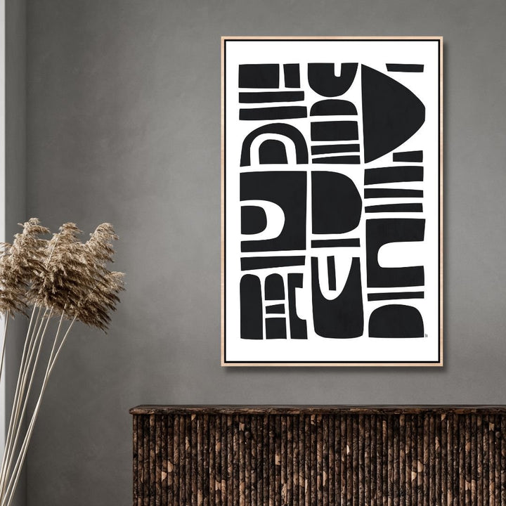 Black & White Sculptural Shapes Abstract Art - Designity Art