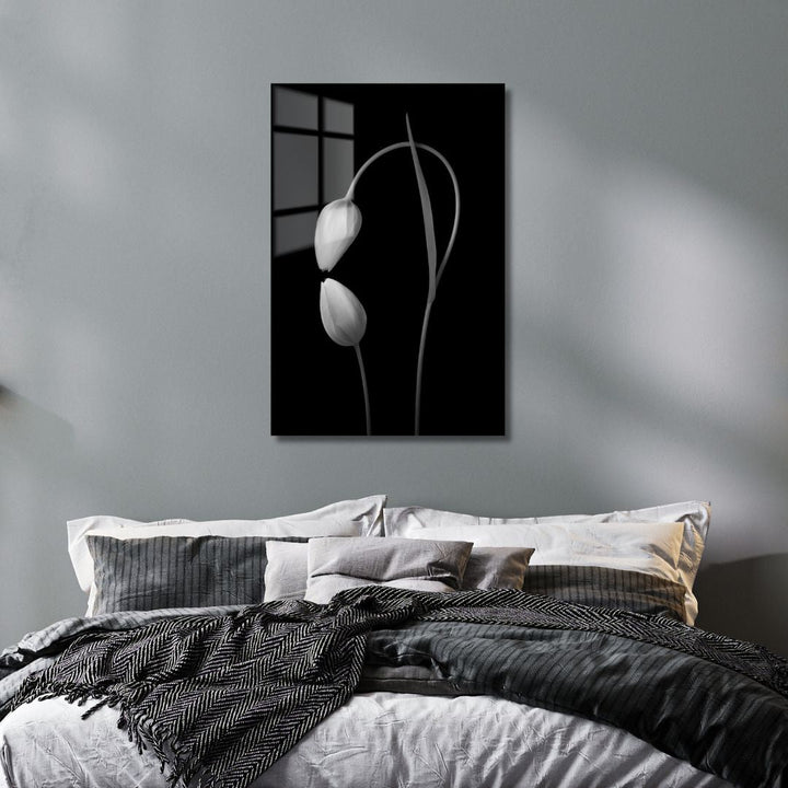 Black & White Tulip Acrylic Glass Art - Designity Art