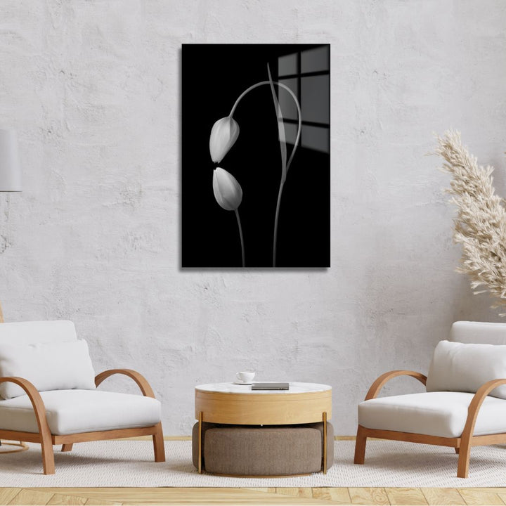 Black & White Tulip Acrylic Glass Art - Designity Art