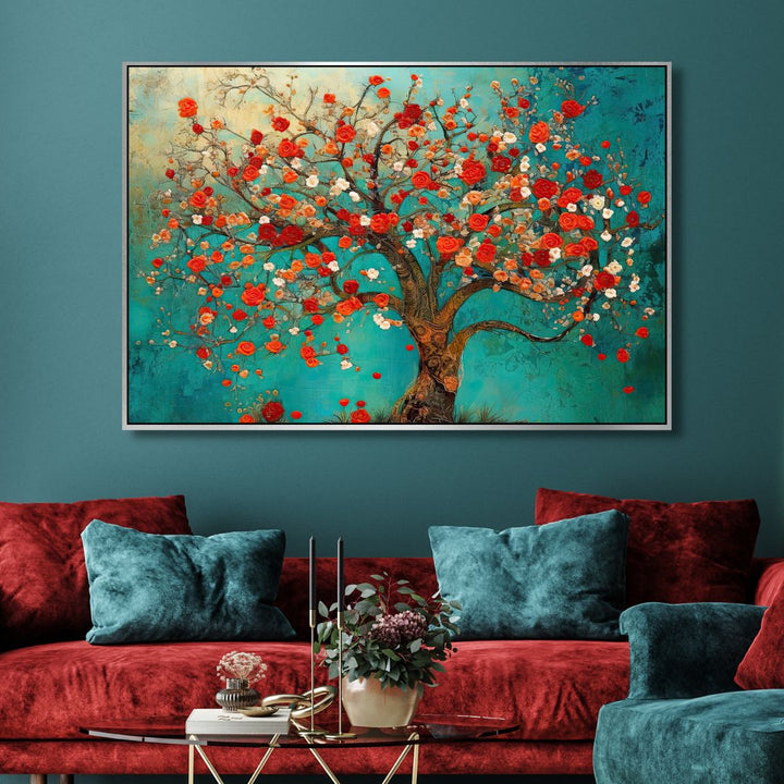 Blooming Tree Abstract Canvas Wall Art - Designity Art