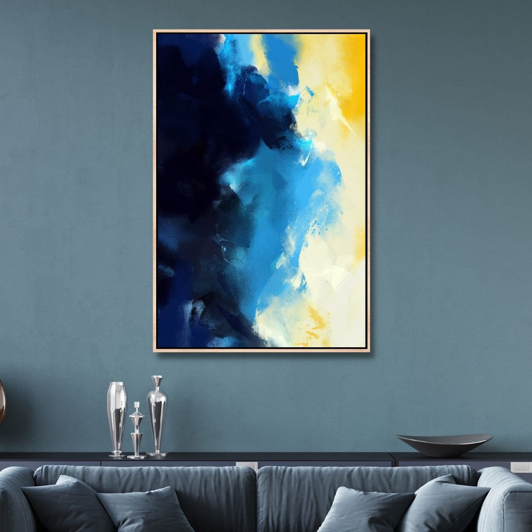 Blue and Yellow Brushstrokes Abstract Art - Designity Art