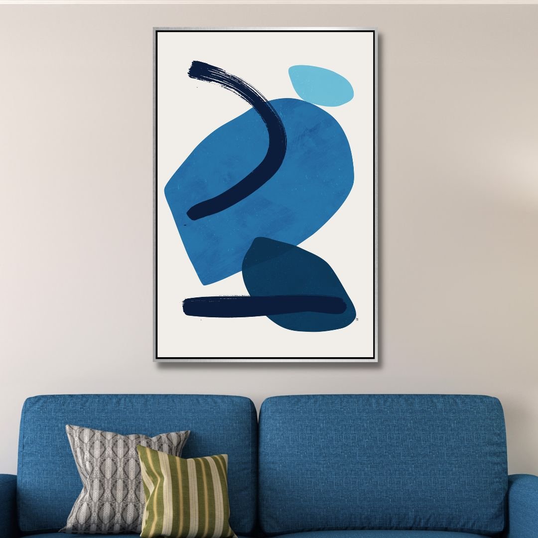 Blue Geometric Shapes Abstract Art - Designity Art