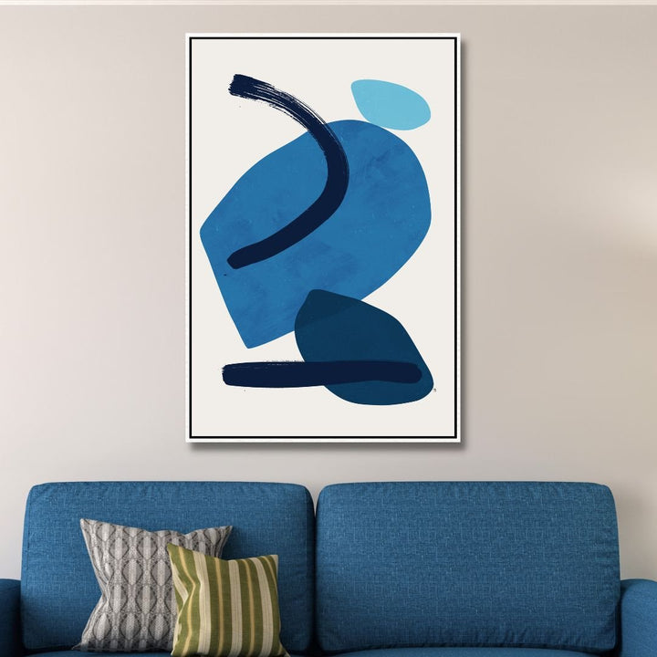 Blue Geometric Shapes Abstract Art - Designity Art