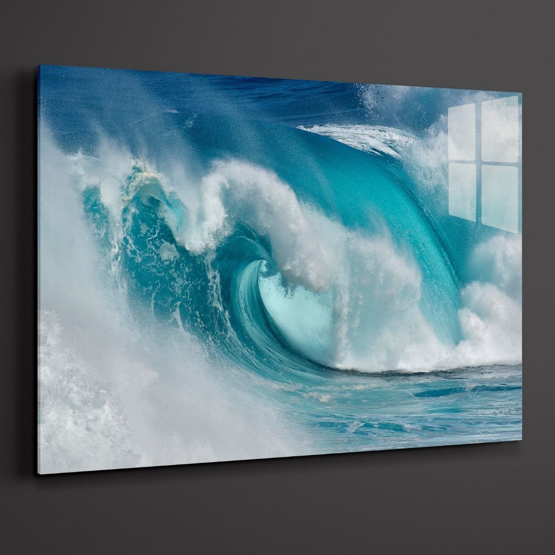 Blue Wave Acrylic Glass Art - Designity Art