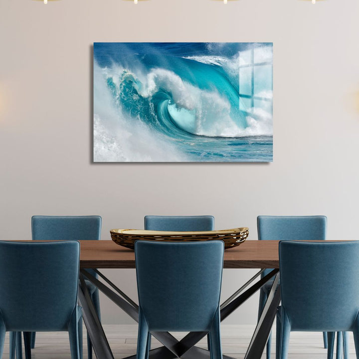 Blue Wave Acrylic Glass Art - Designity Art