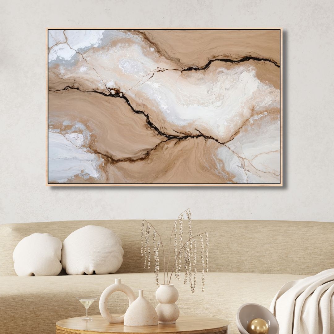 Brown, Beige and White Fluid Abstract Art - Designity Art