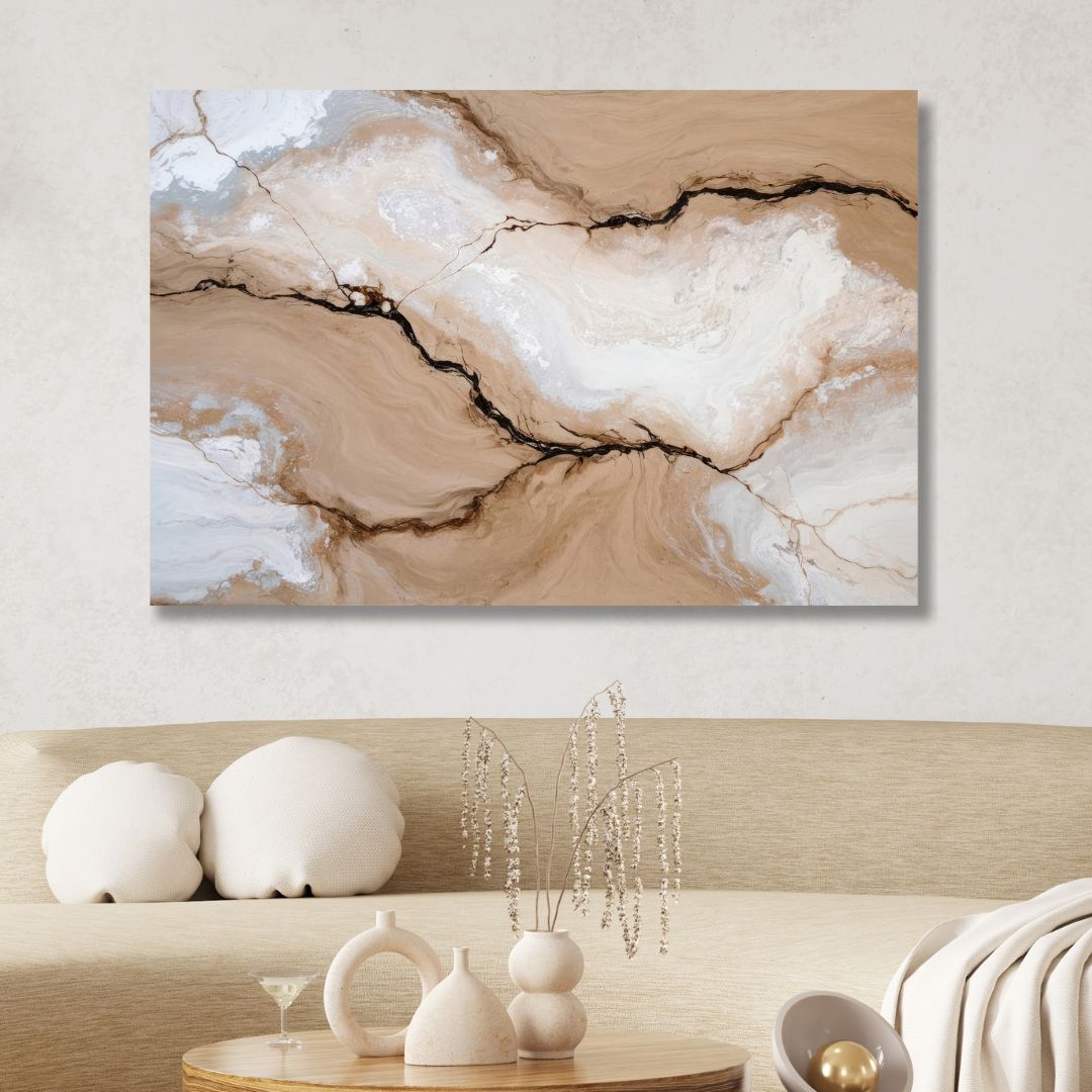 Brown, Beige and White Fluid Abstract Art - Designity Art