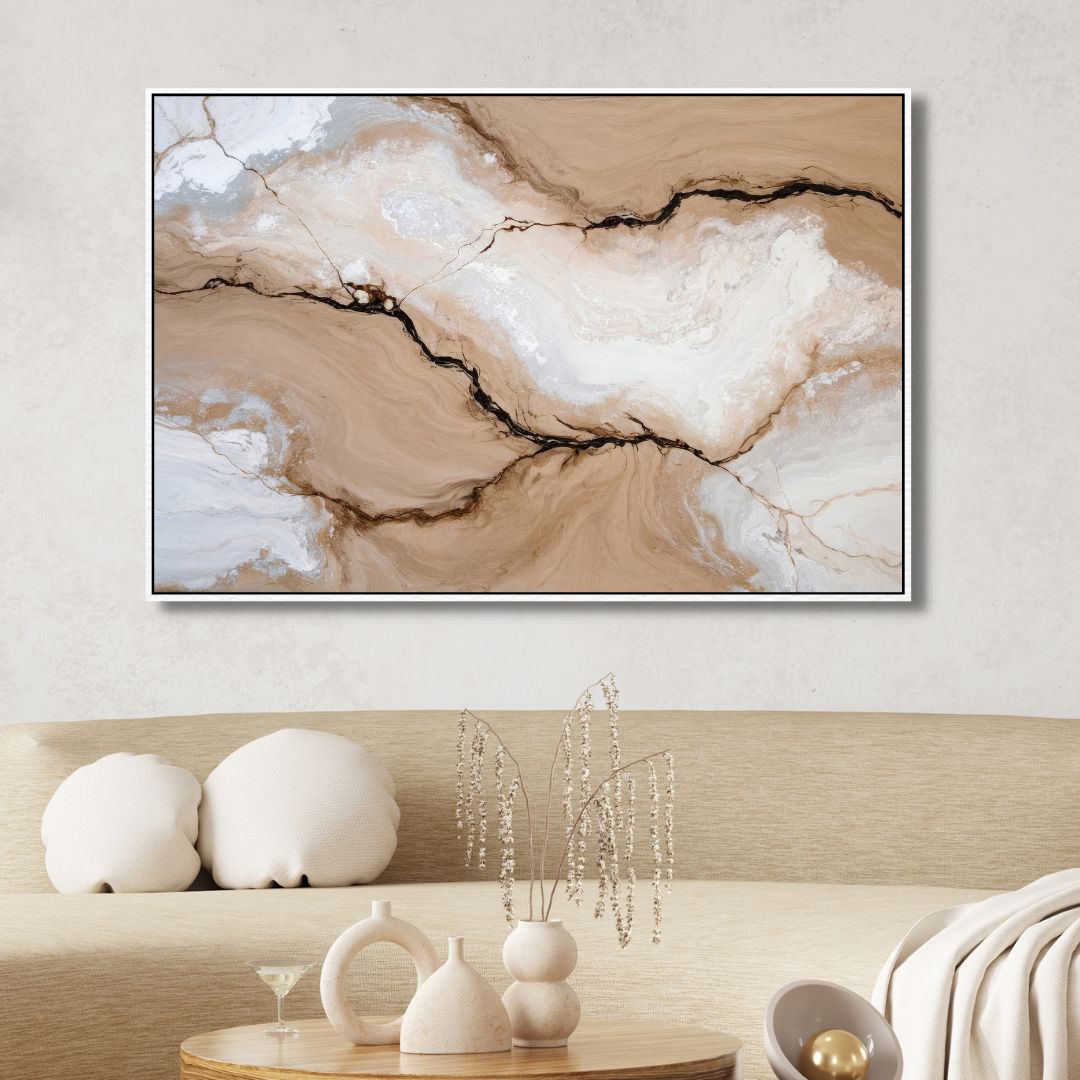 Brown, Beige and White Fluid Abstract Art - Designity Art