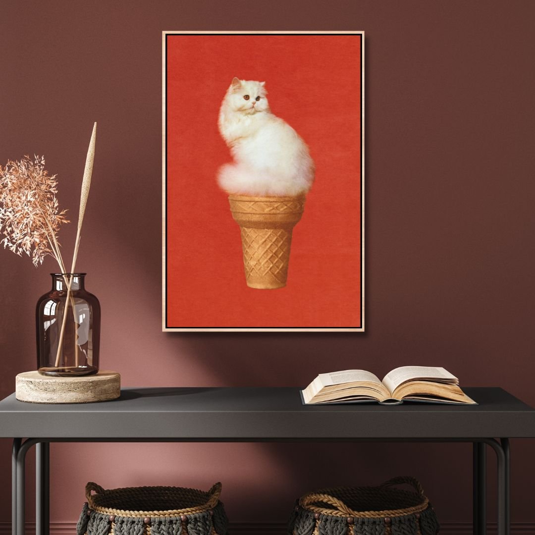 Cat Ice Cream Retro Art - Designity Art