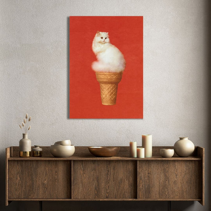 Cat Ice Cream Retro Art - Designity Art