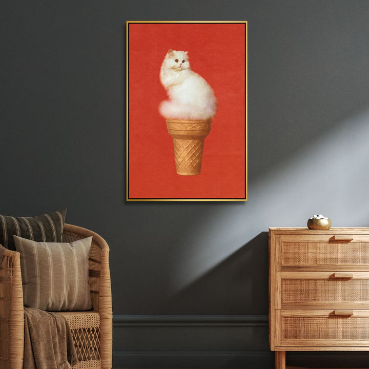 Cat Ice Cream Retro Art - Designity Art