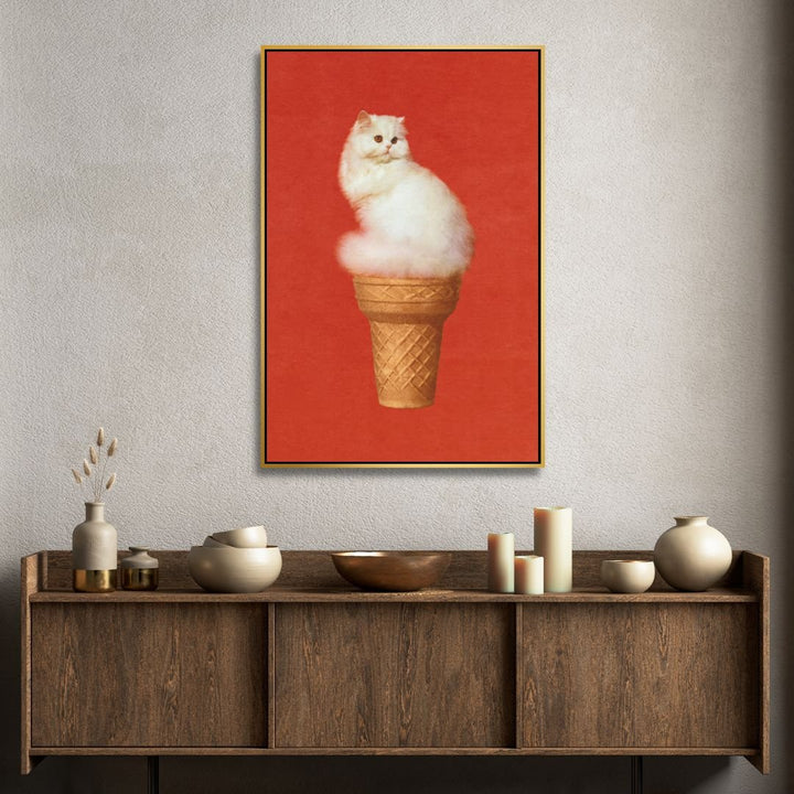 Cat Ice Cream Retro Art - Designity Art