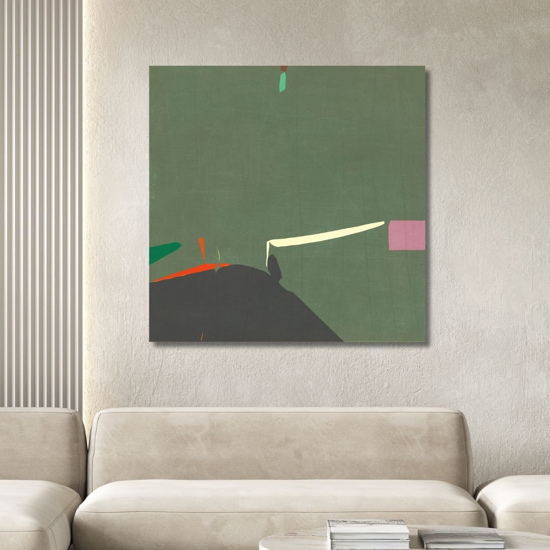 "Cellist" Minimalistic Green Abstract Art - Designity Art
