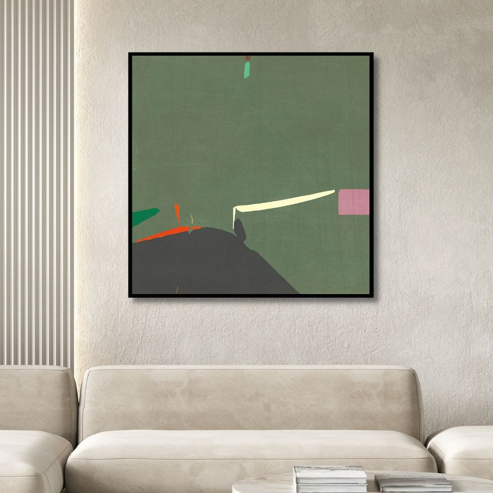 "Cellist" Minimalistic Green Abstract Art - Designity Art
