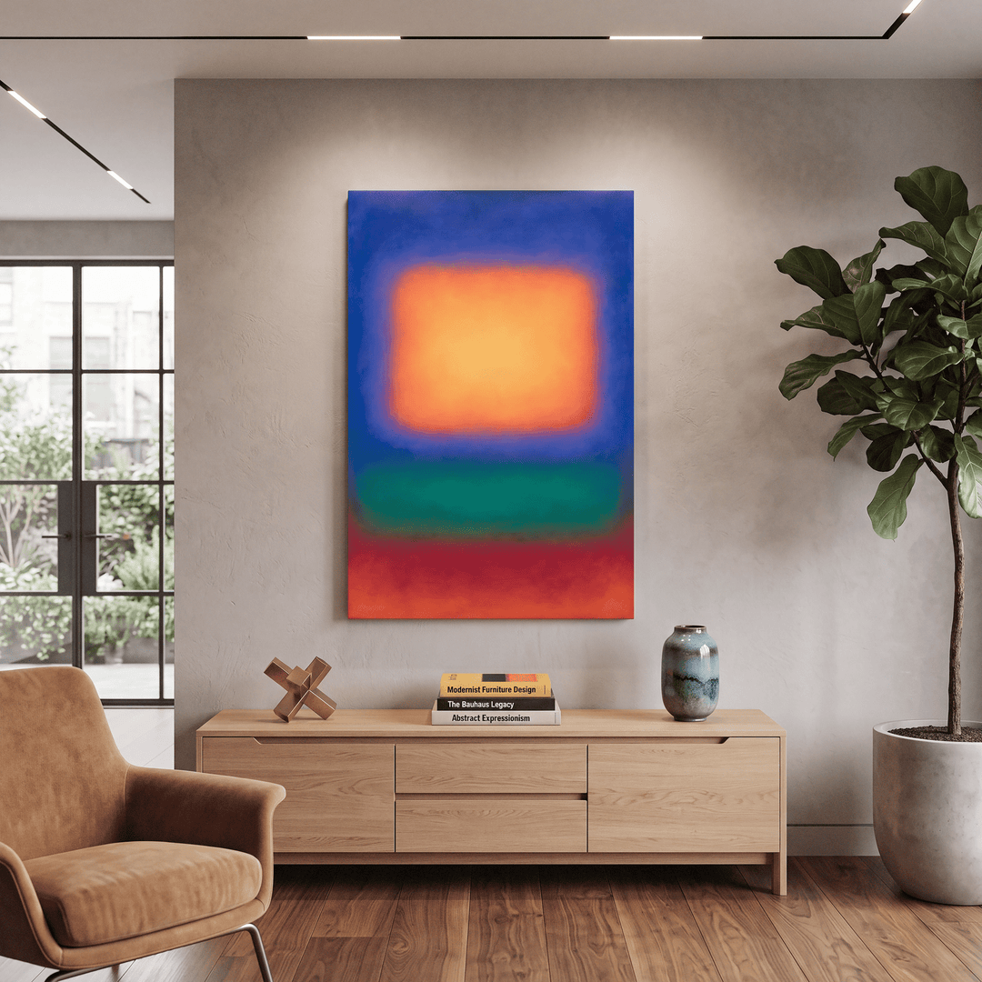 Color Field Canvas Wall Art, Orange Square Blue Green Red, Modern, Abstract - Canvas Wall Art - Designity Art