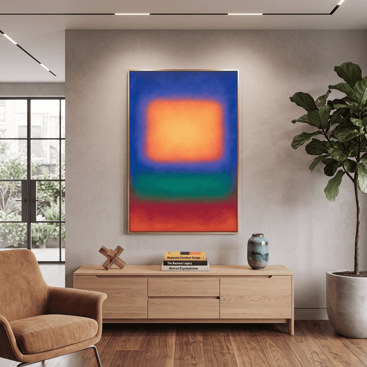 Color Field Canvas Wall Art, Orange Square Blue Green Red, Modern, Abstract - Canvas Wall Art - Designity Art