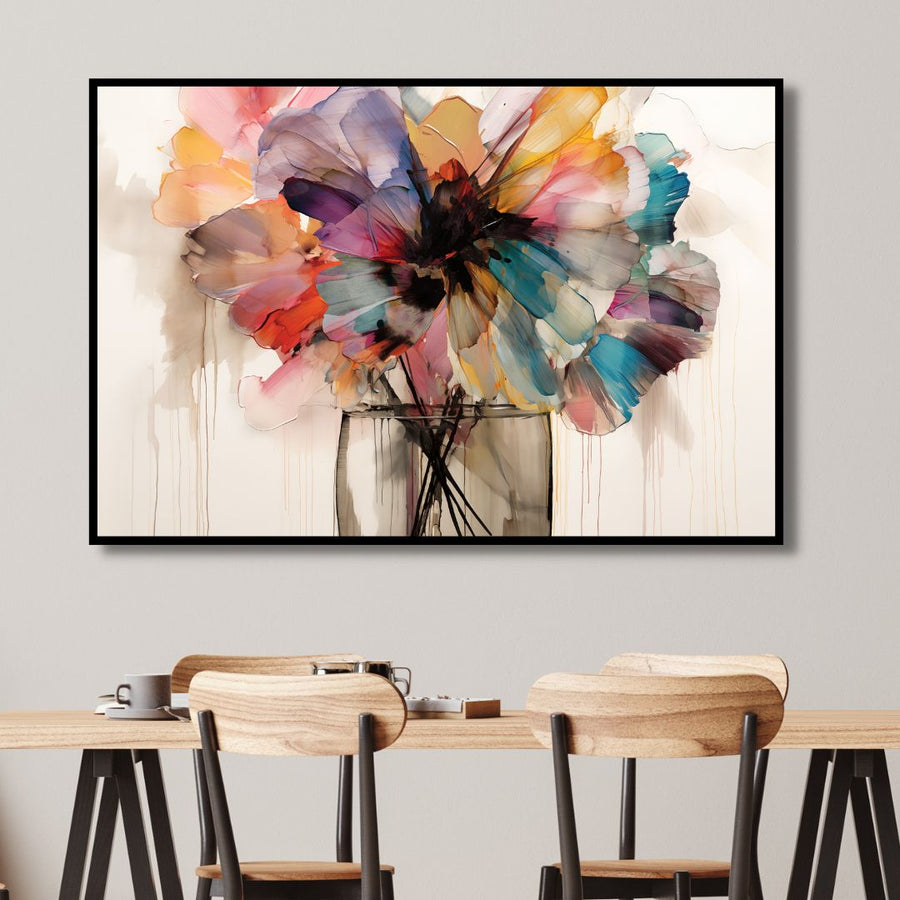 Colorful Flower Vase Abstract Canvas Art - Designity Art