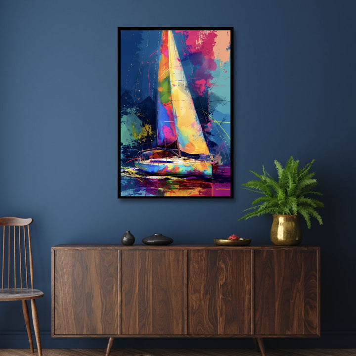 Colorful Yacht Abstract Art - Designity Art