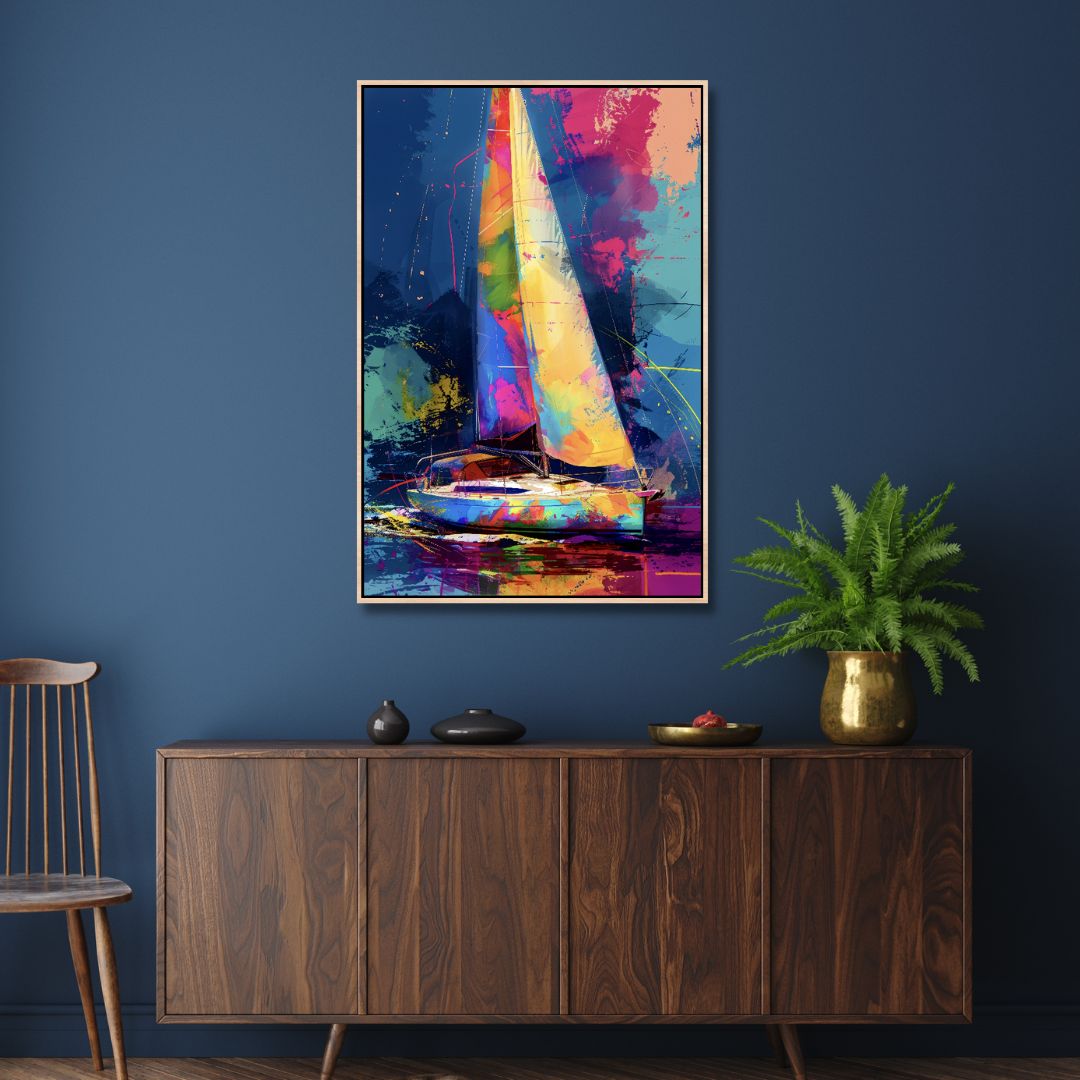 Colorful Yacht Abstract Art - Designity Art