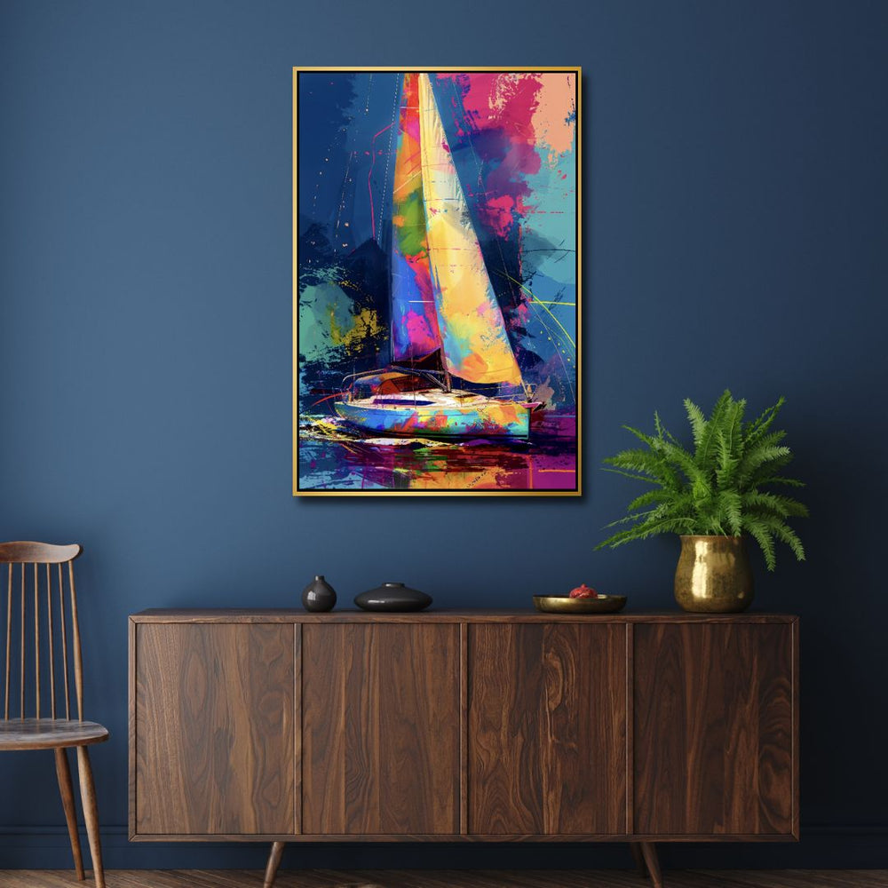 Colorful Yacht Abstract Art - Designity Art