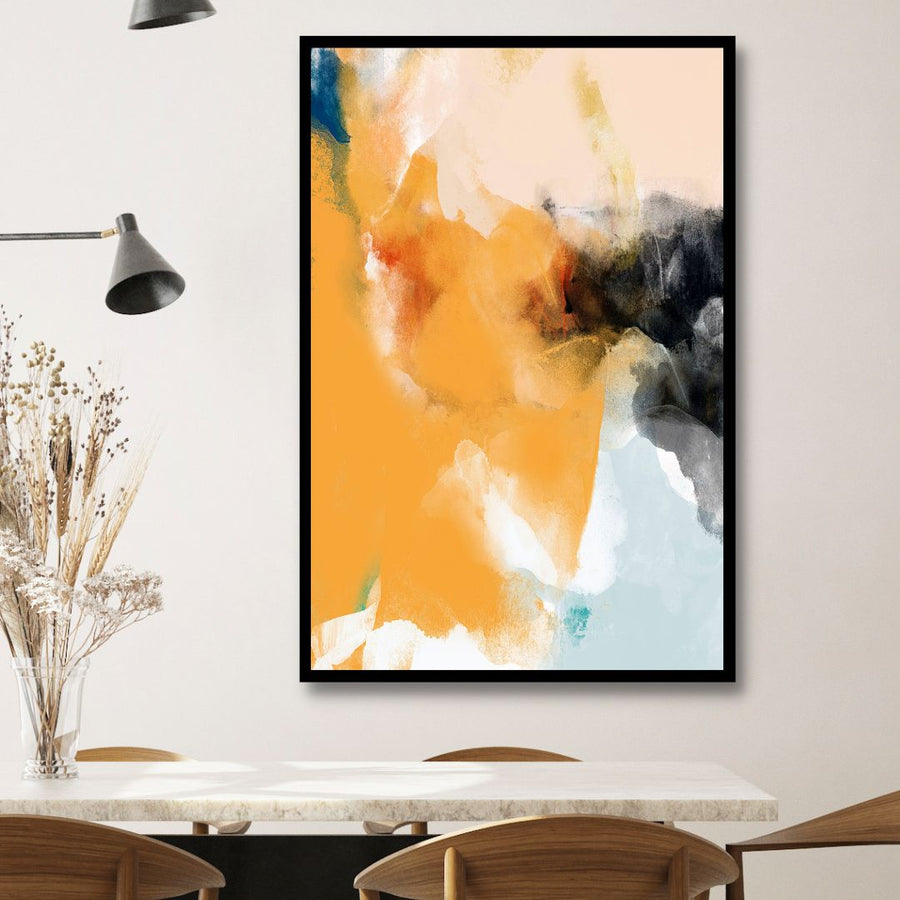 Contemporary Yellow, Blue and Beige Abstract Art - Designity Art