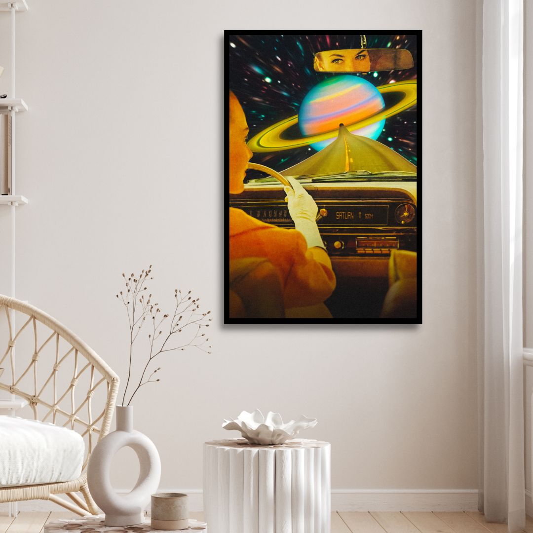 Driving to Saturn Retro Art - Designity Art