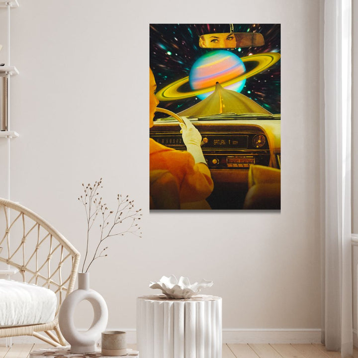 Driving to Saturn Retro Art - Designity Art