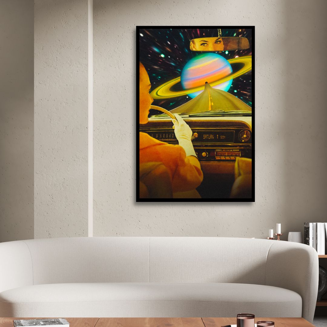 Driving to Saturn Retro Art - Designity Art