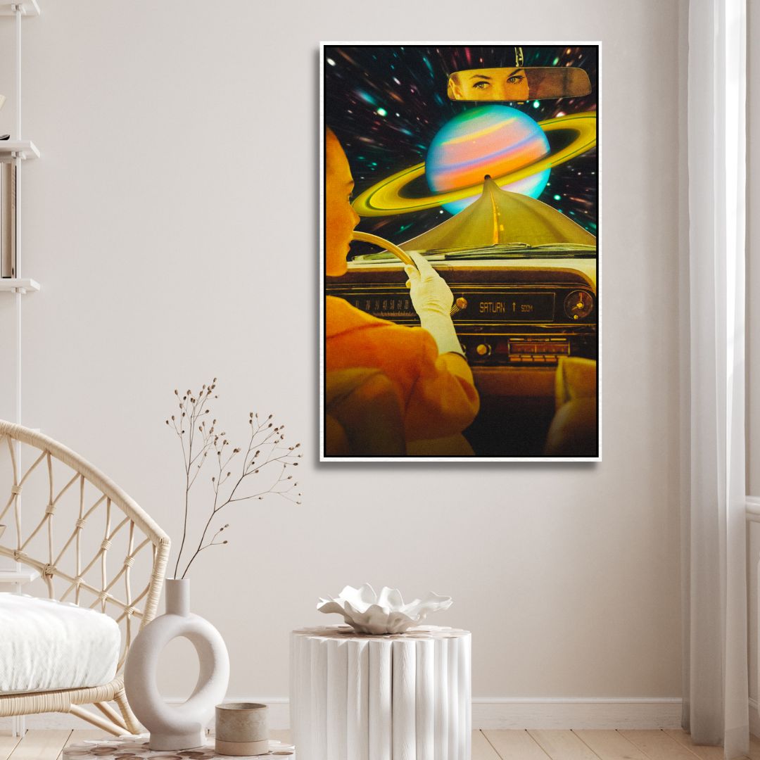 Driving to Saturn Retro Art - Designity Art