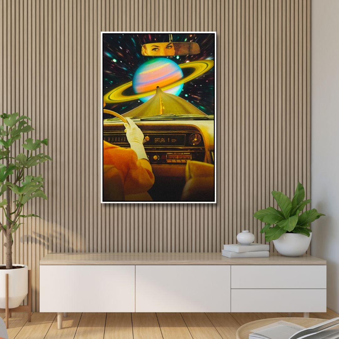 Driving to Saturn Retro Art - Designity Art