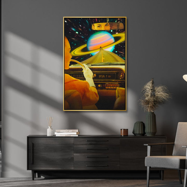 Driving to Saturn Retro Art - Designity Art