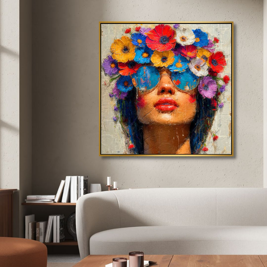 Fashion Flower Woman Portrait Art - Designity Art