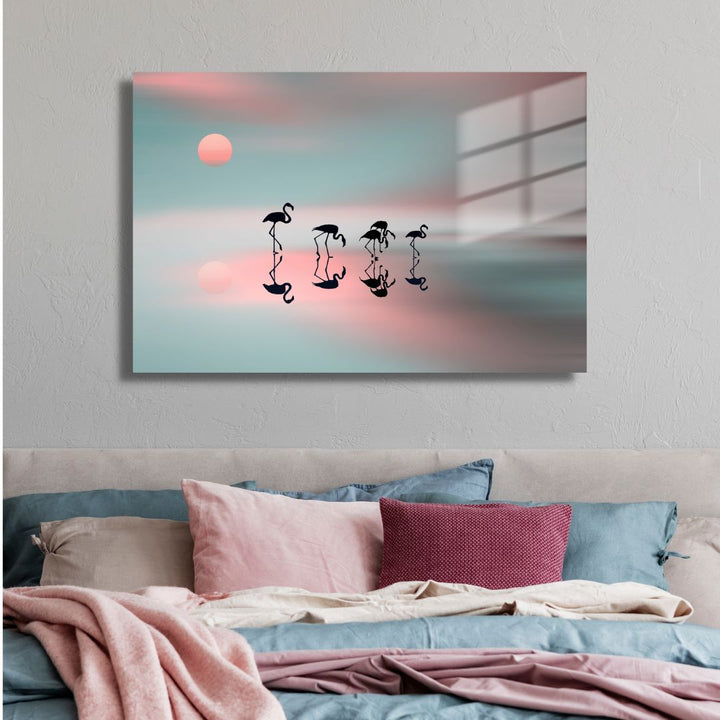 Flamingo Family Acrylic Glass Wall Art - Designity Art