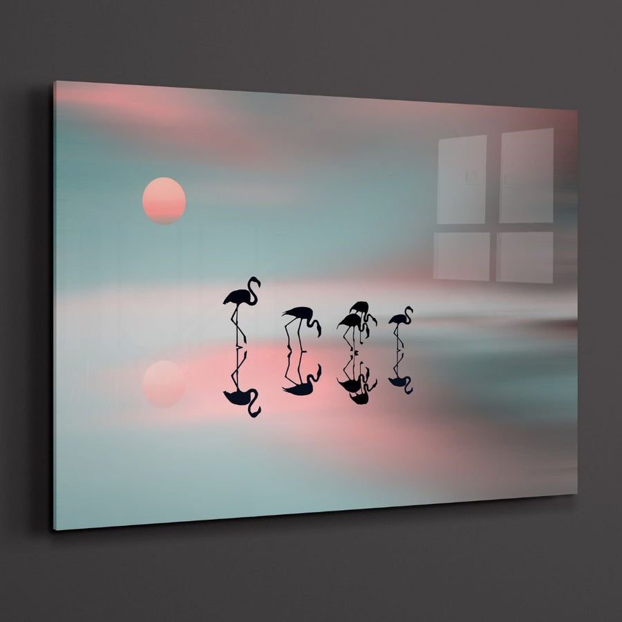 Flamingo Family Acrylic Glass Wall Art - Designity Art