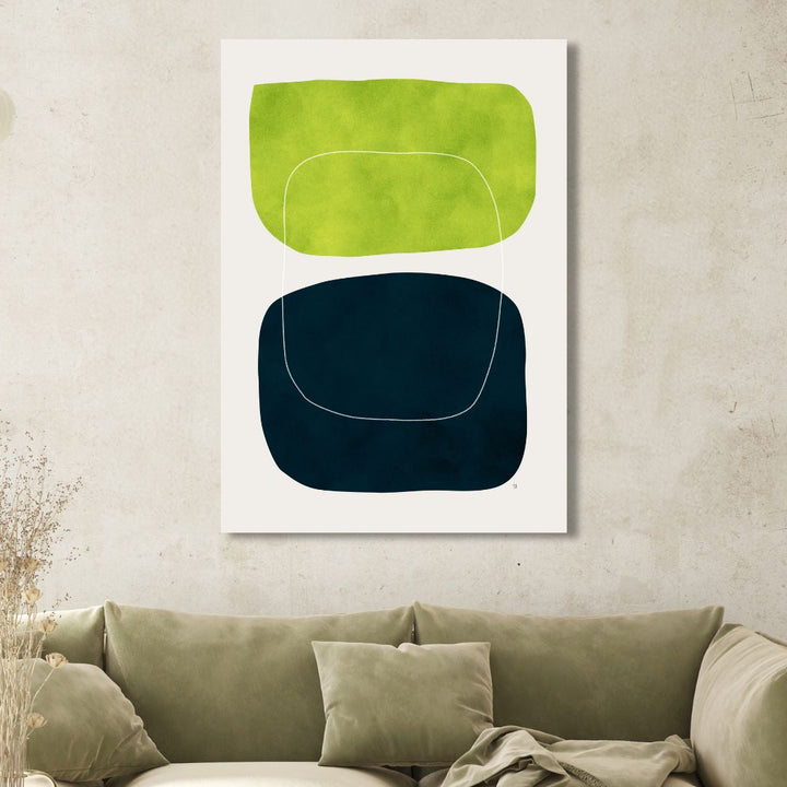 Geometric Green, Black and White Abstract Art - Designity Art