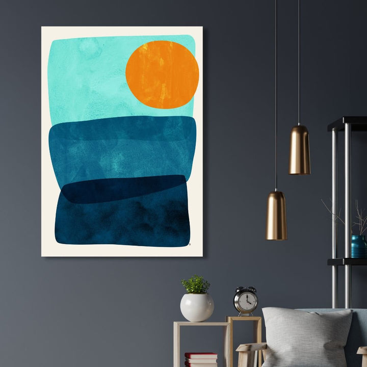 Geometric Orange, Blue and Green Abstract Art - Designity Art