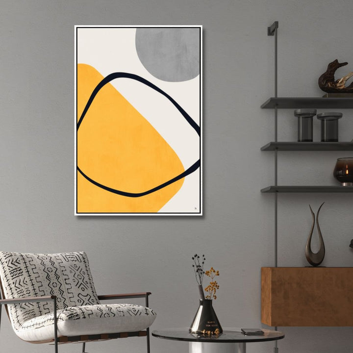 Geometric Yellow, Gray, Black Abstract Art - Designity Art