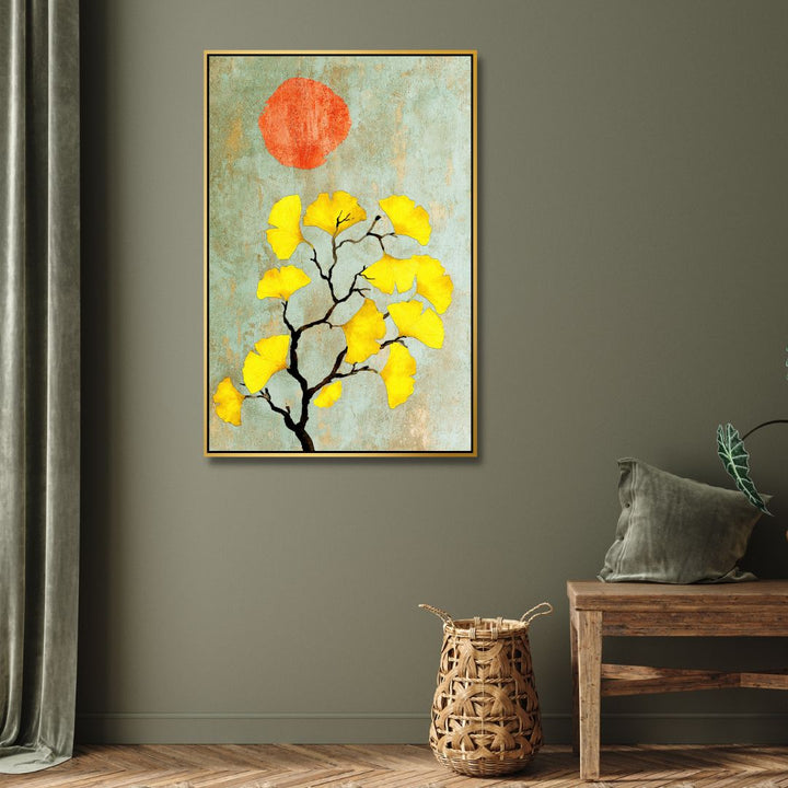 Ginko Biloba and Sun Abstract Art - Designity Art