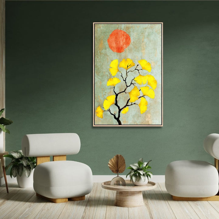 Ginko Biloba and Sun Abstract Art - Designity Art