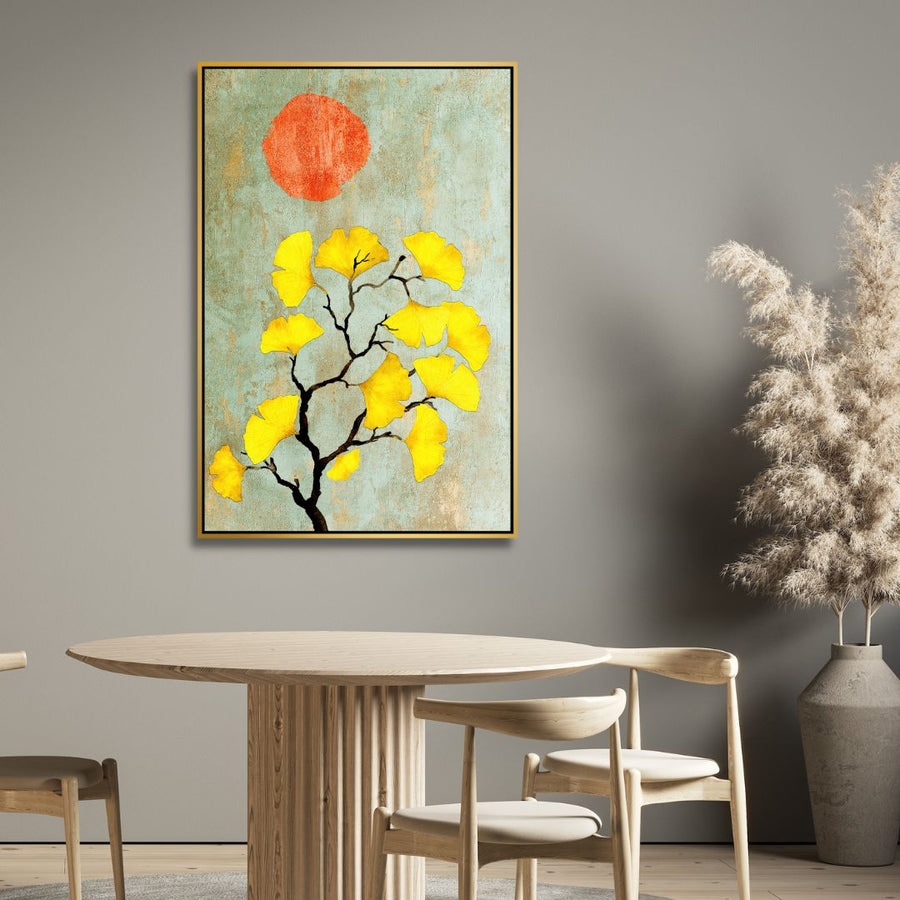 Ginko Biloba and Sun Abstract Art - Designity Art