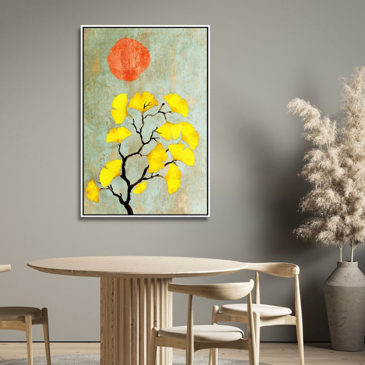 Ginko Biloba and Sun Abstract Art - Designity Art