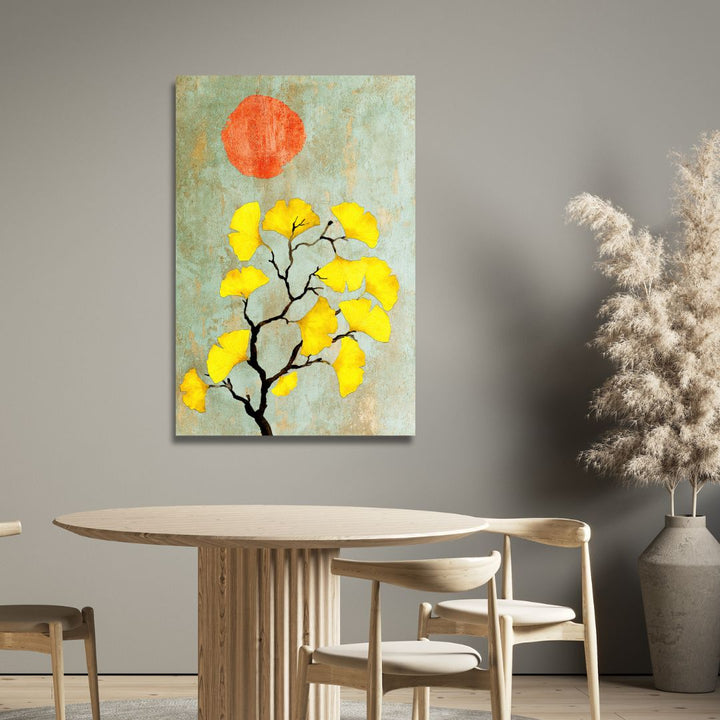 Ginko Biloba and Sun Abstract Art - Designity Art