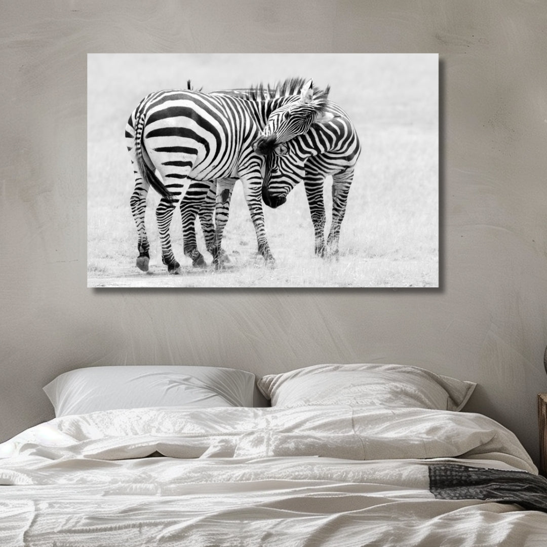 Giraffe Couple Portrait Canvas Art - Designity Art